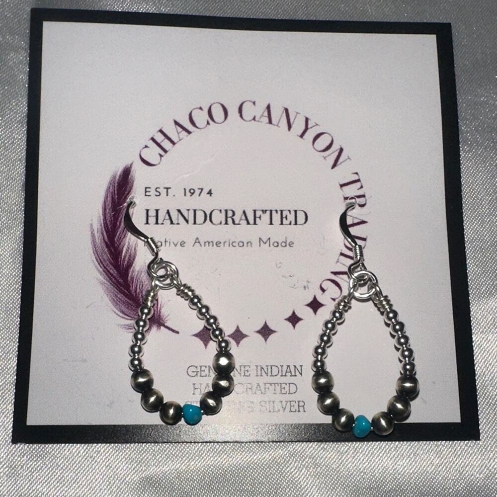 Chaco Canyon Trading Silver and Turquoise Beaded Earrings